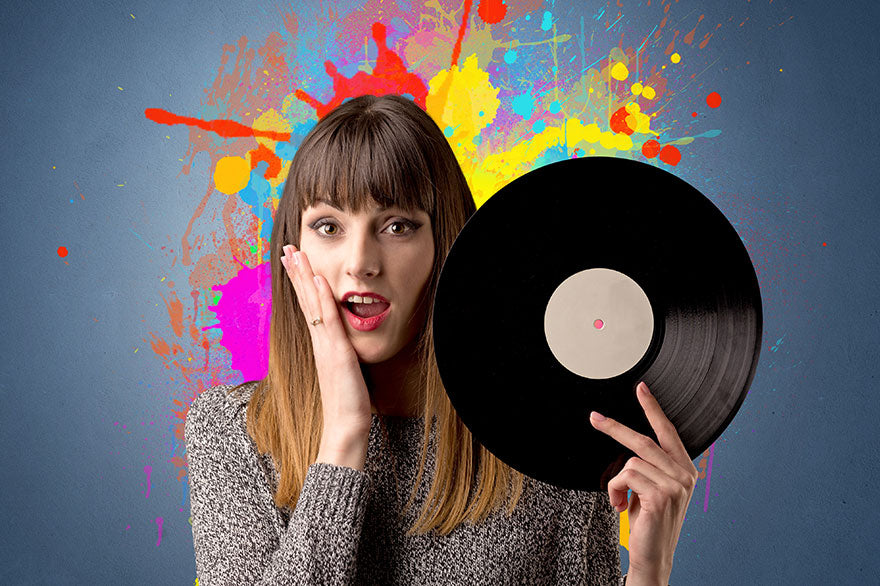 Lady holding vinyl record